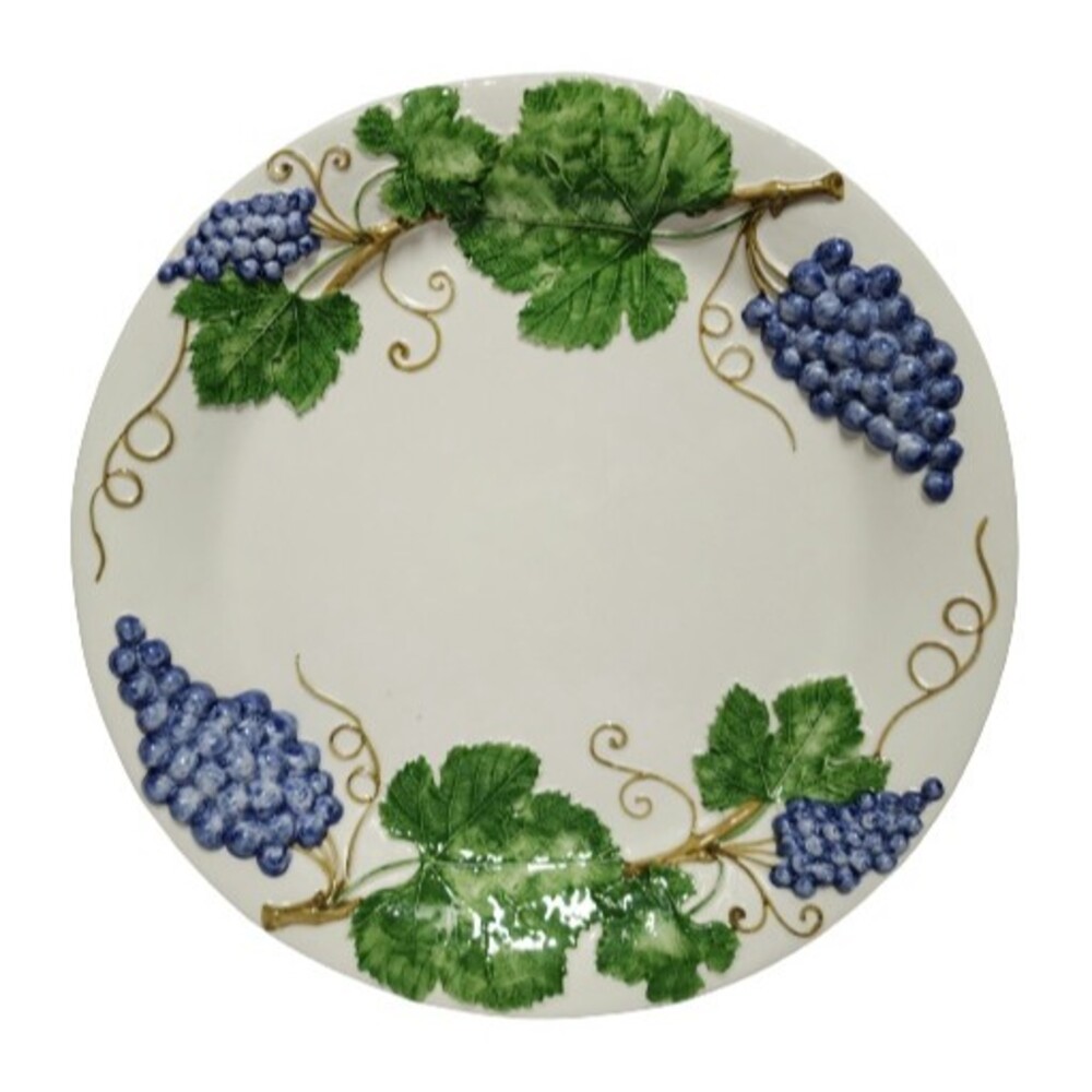 Bassano Italy Large Round Platter Grape Bunches 13.5" Style 852